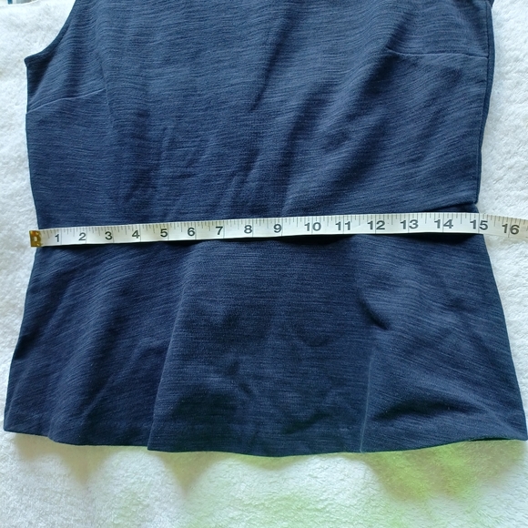 NWOT J.crew Navy Blue Ponte Sleevess Zip back Stretch Peplum Top | sz Small - Picture 14 of 15